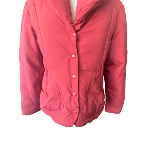 Talbots Down Filled Quilted Puffer Jacket Size Petite M Shawl Collar Pink Warm - Picture 3 of 10